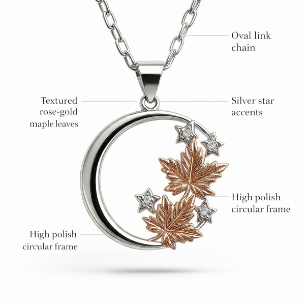 925 Moonlit Maple Charm Necklace with Champagne Gold flower accent