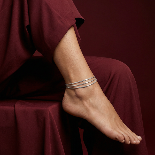 Multi-Layer Oxidise Silver Anklet in 925 Sterling Silver