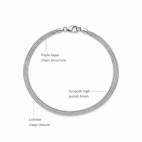 Multi-Layer Oxidise Silver Anklet in 925 Sterling Silver
