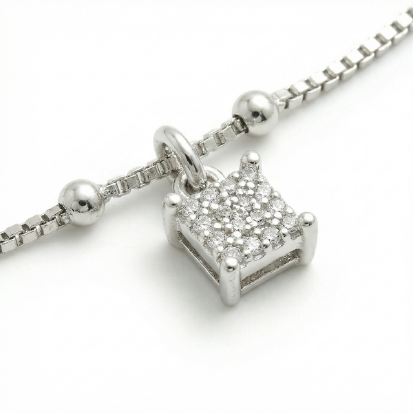Stylish Zircon Charm Anklet in 925 Sterling Silver