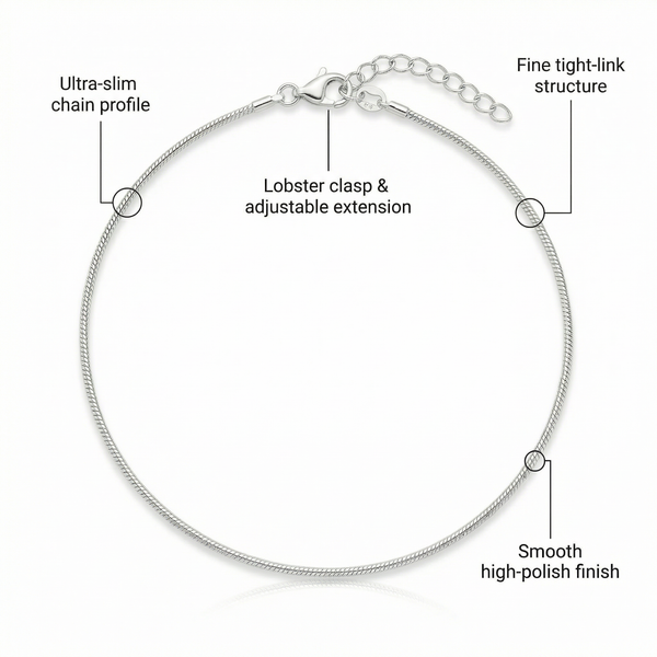 Classic Plain Silver Anklet – 925 Sterling Simplicity