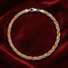 Italian Three-Tone Silver Anklet – Braided Elegance