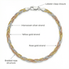 Italian Three-Tone Silver Anklet – Braided Elegance